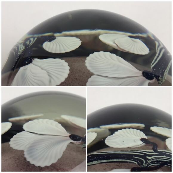 Orient & Flume White Flower on Branches Lampwork 1981 Paperweight Signed Sillars - Picture 14 of 16